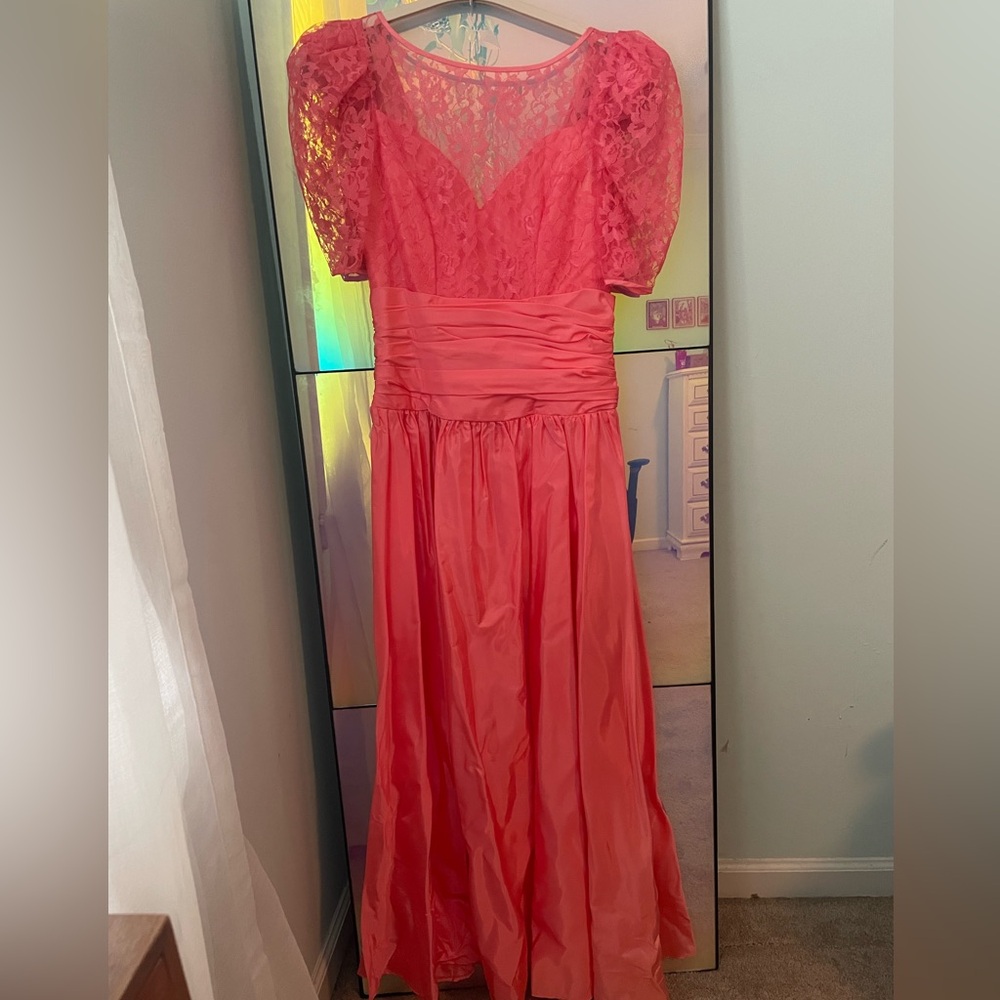 Vintage Coral Lace Gown